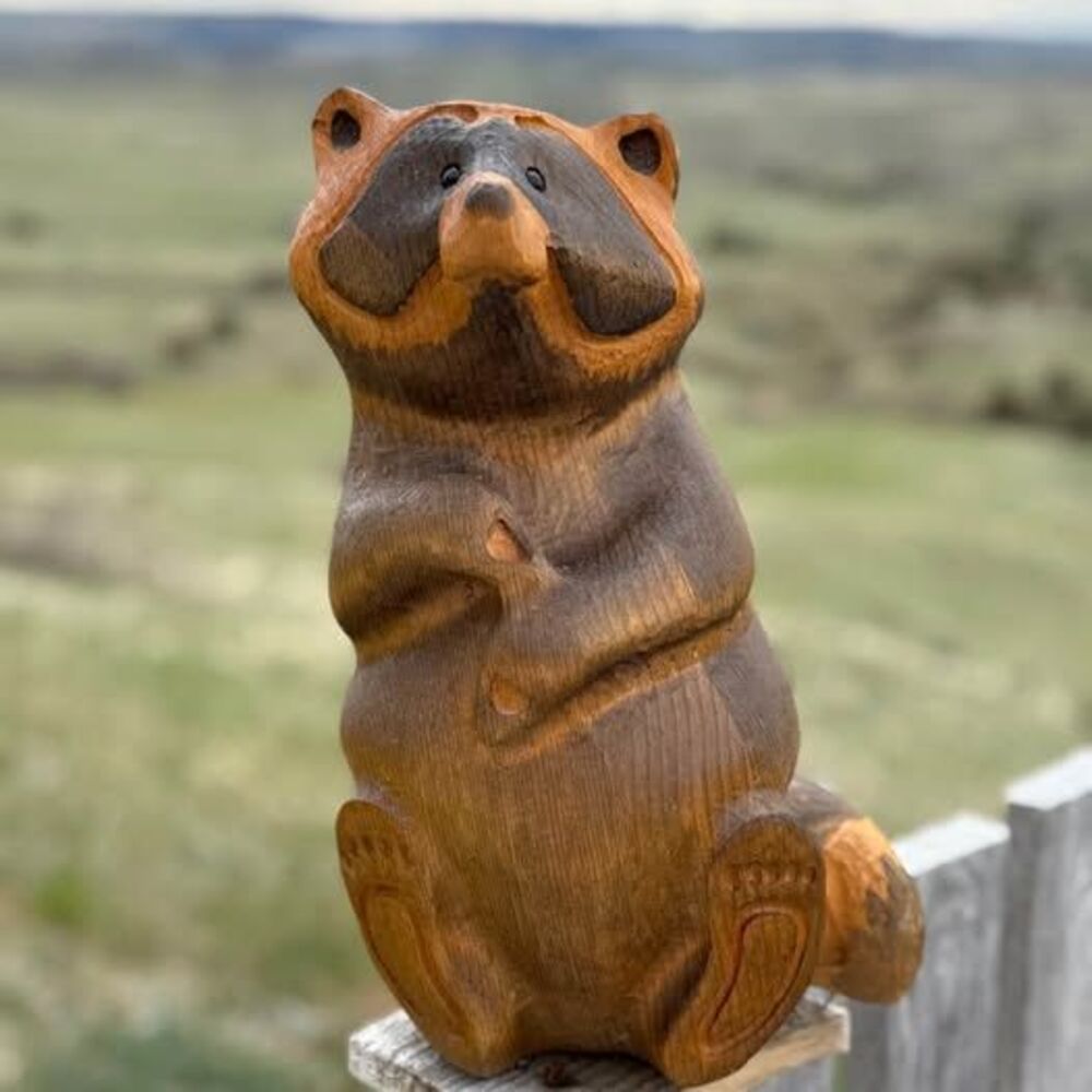 Big Sky Carvers “Emily” the Raccoon Wood Sculpture